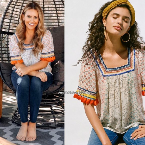 Anthropologie Tops - ANTHROPOLOGIE Paolina Tasseled Blouse (S/Med) NWT